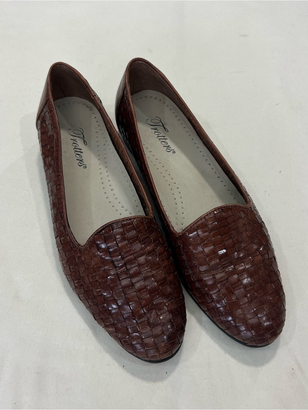 Trotters Brown Woven Leather Ballet Flats